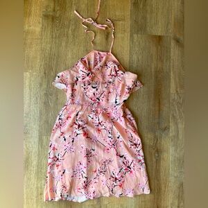 Cupcakes and Cashmere Peach Floral Ruffle Halter Mini Dress Size 2